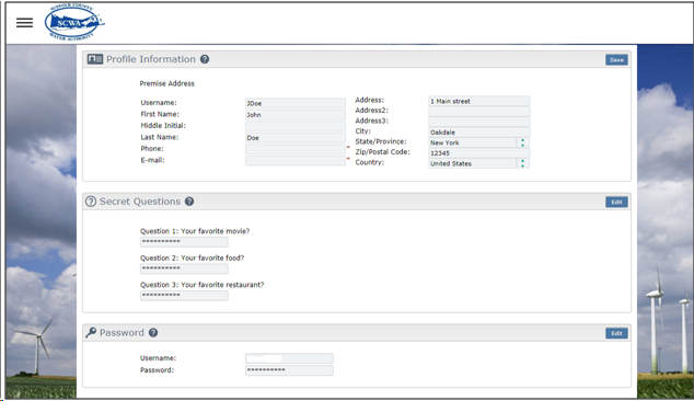 Security Questions Interface